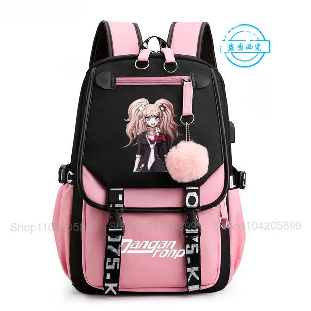Рюкзак Danganronpa Аниме Mochila Школьная сумка для книг Студенческий с USB-портом Дорожные сумки Ноутбук Повседневная Большая сумка-мессенджер Подарок