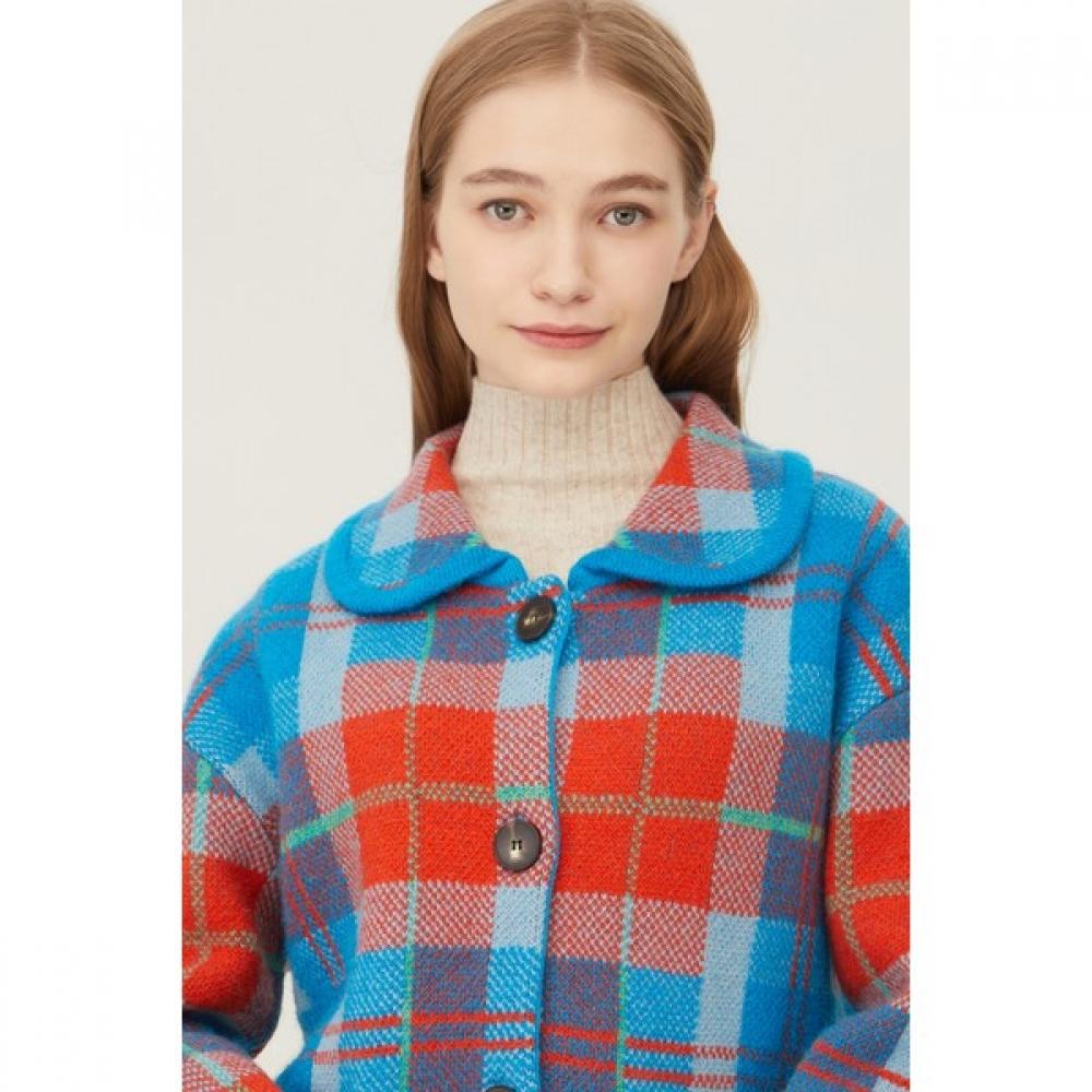 Benetton Check Jacquard Knit Cardigan Bakc56361 Bl