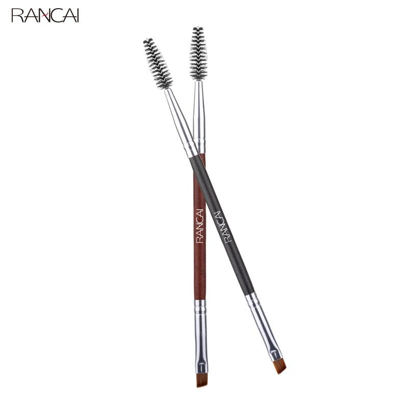 Одиночная кисть для макияжа rancai, двусторонняя кисть для бровей, спиральная кисть, щипцы для завивки ресниц, деревянная ручка, многоцветный на выбор