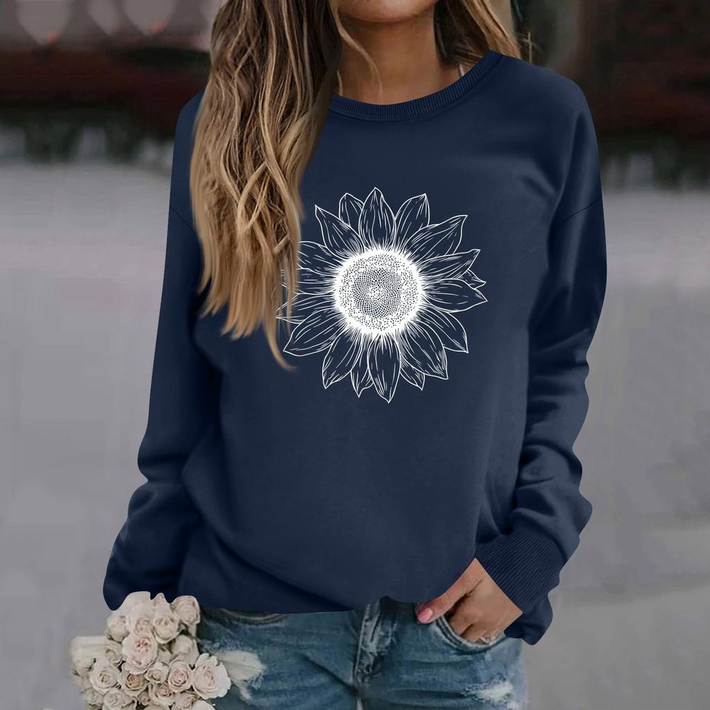 Женская модная повседневная толстовка с длинным рукавом и круглым вырезом с принтом