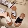 Модные новые летние коричневые туфли на плоской подошве для тапочек, ретро и простые кожаные женские сандалии для пляжа