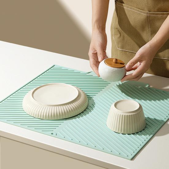 Силиконовый коврик для сушки посуды для кухонной столешницы, быстросохнущий, термостойкий, подставка для кастрюль, силиконовый коврик, нескользящая подкладка для защиты разделочной доски