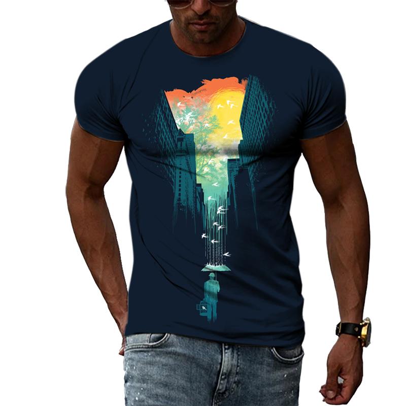 Летняя мода Красивые футболки с художественной графикой для мужчин Повседневная красивая футболка с 3D-принтом в стиле Харадзюку Хип-хоп Уличный стиль Уличная одежда
