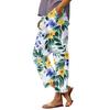 Women's Fashionable Floral Print Straight Leg Pocket Elastic Waist Casual Pants Pants