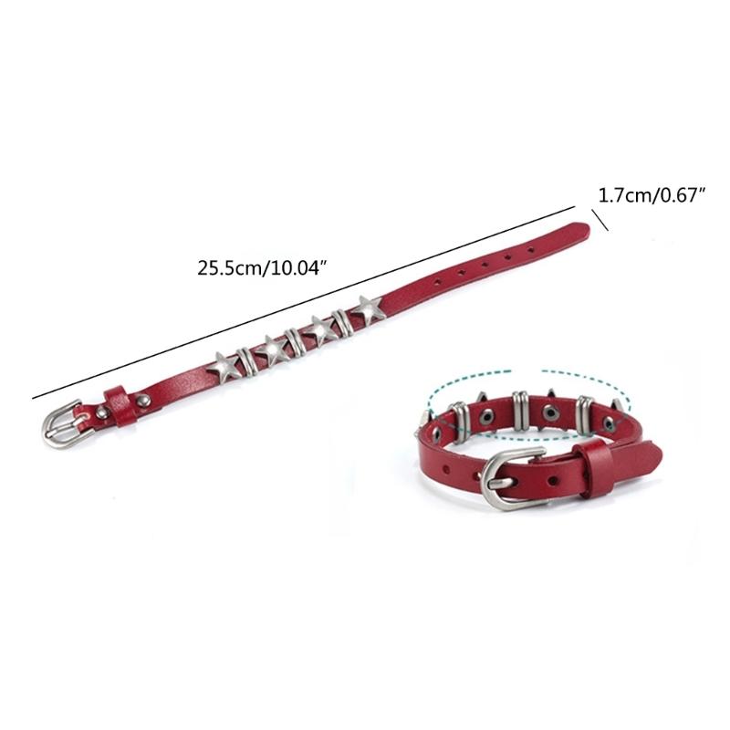 Готические винтажные кожаные браслеты со звездами из сплава для женщин и мужчин, готический ретро парный браслет, рок-вечеринка, ювелирный аксессуар-декор, дропшиппинг