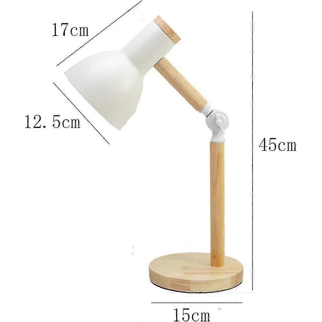 Table Lamp, Adjustable Wooden Table Lamp, Children's Desk Lamp for Bedroom, Living Room, E27 Base Reading Next LampWith light bulb