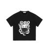 Black T-Shirt with Medusa Snake Head and Bandana Print for Casual Wear