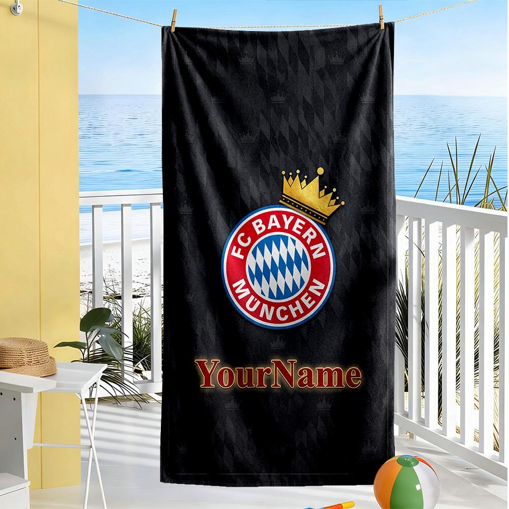 Bayern Munich Personalized Name Beach Towel Quick-Dry Soft Microfiber Suitable for Swimming Gym Camping Yoga Vacation
