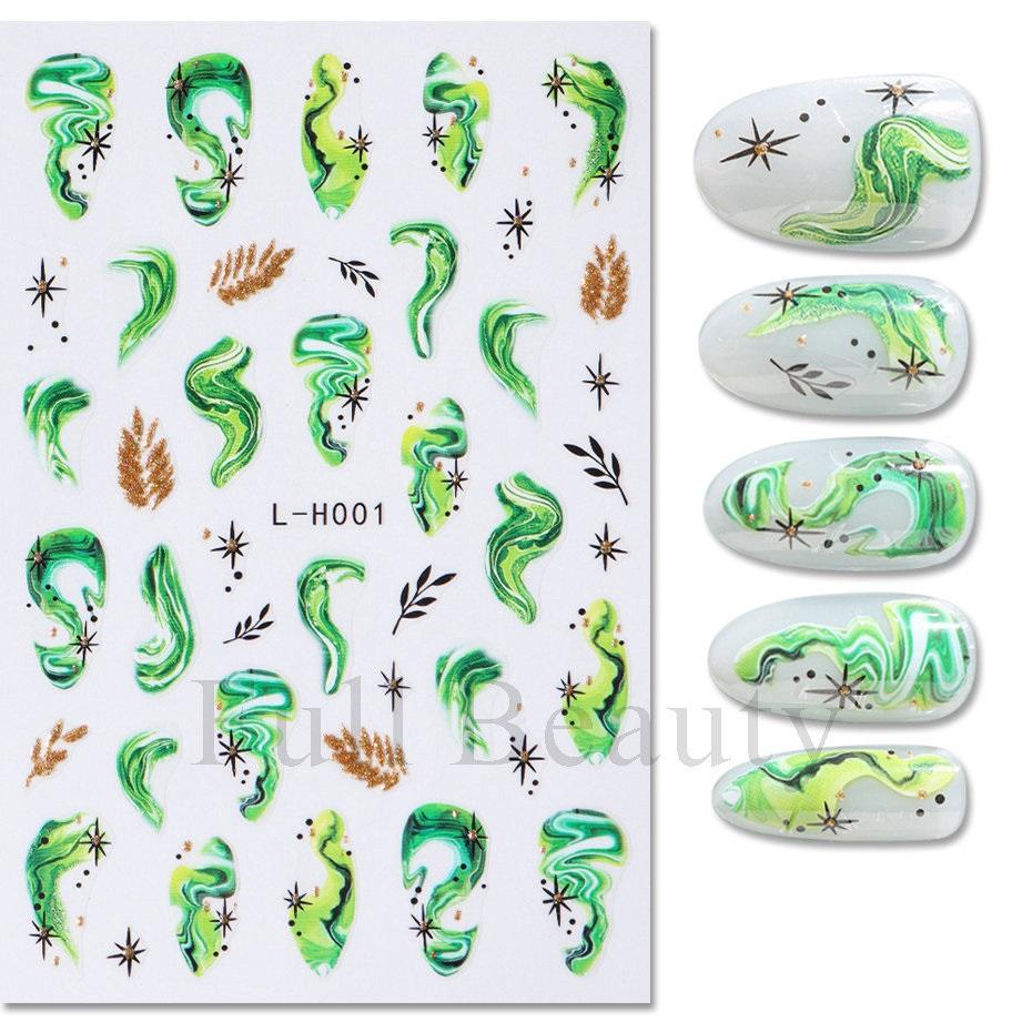 3D золотые наклейки для ногтей цветочные растения наклейки для ногтей цветочные мраморные цветочные ползунки маникюрные украшения