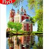 5D DIY Алмазная вышивка Церковь Rhinestone Kit Алмазная картина Пейзаж Полная дрель Квадратный Декор для дома