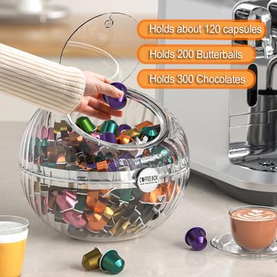 Большой органайзер для кофейных капсул Nespresso, держатель для капсул Dolce Gusto на 60 чашек, корзина для хранения с крышкой, кофейные аксессуары