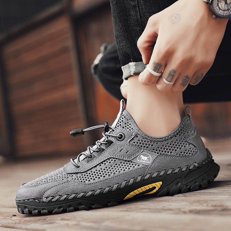 Летняя сетчатая обувь большого размера, повседневная стильная мужская обувь, нескользящая, дышащая, удобная походная обувь, сандалии для мужчин класса люкс