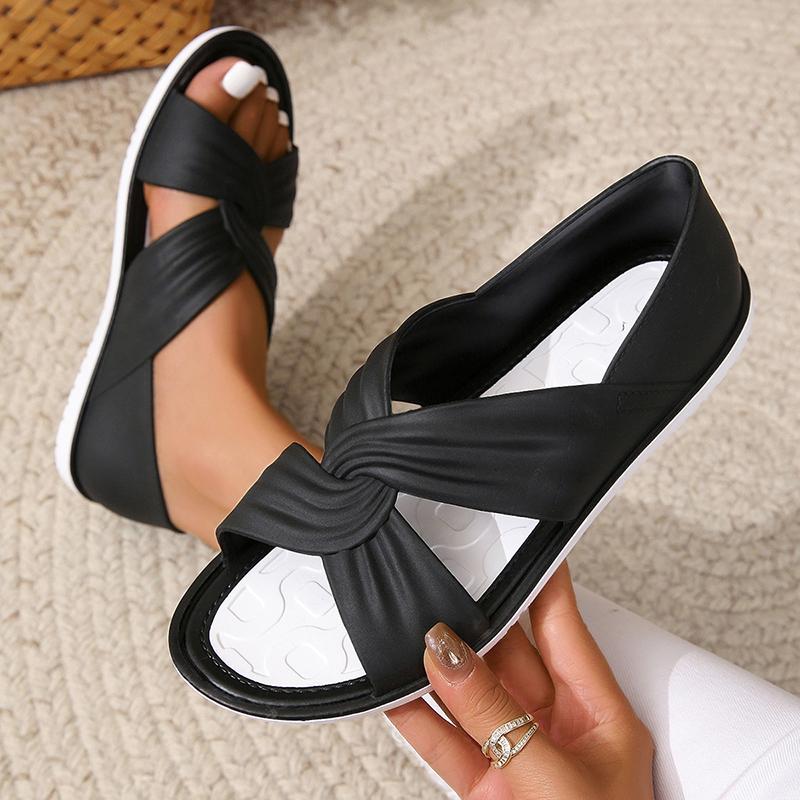 Women's Sandals Summer Selling Open Toe Flat Anti-Slip Sandals Fashion Round Toe Shallow Mouth Slip-on Women's Bag Heel Slippers