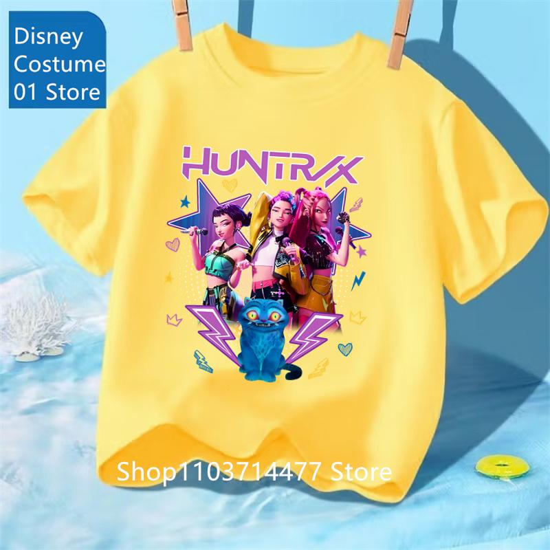 Toddler Girl Clothes Kpop Demon Hunters Cartoon Tee Shirt Funny Gift for Fans Harajuku Cool Kids T-shirts Summer Tops