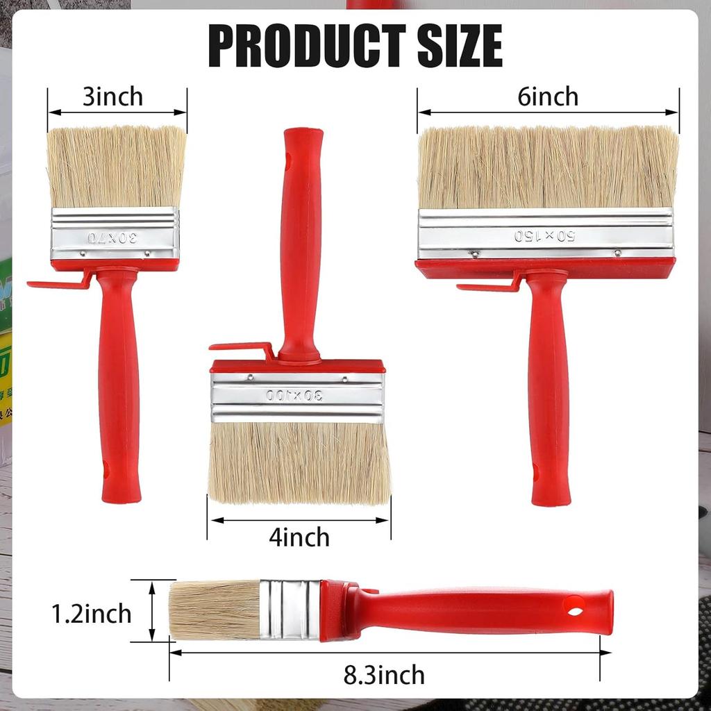 3 Pieces Deck Stain and Sealer Block Paint Brushes for Wood Heavy Duty Brush Paint Brushes for Walls Applicator for Painting Staining Decking Fence,