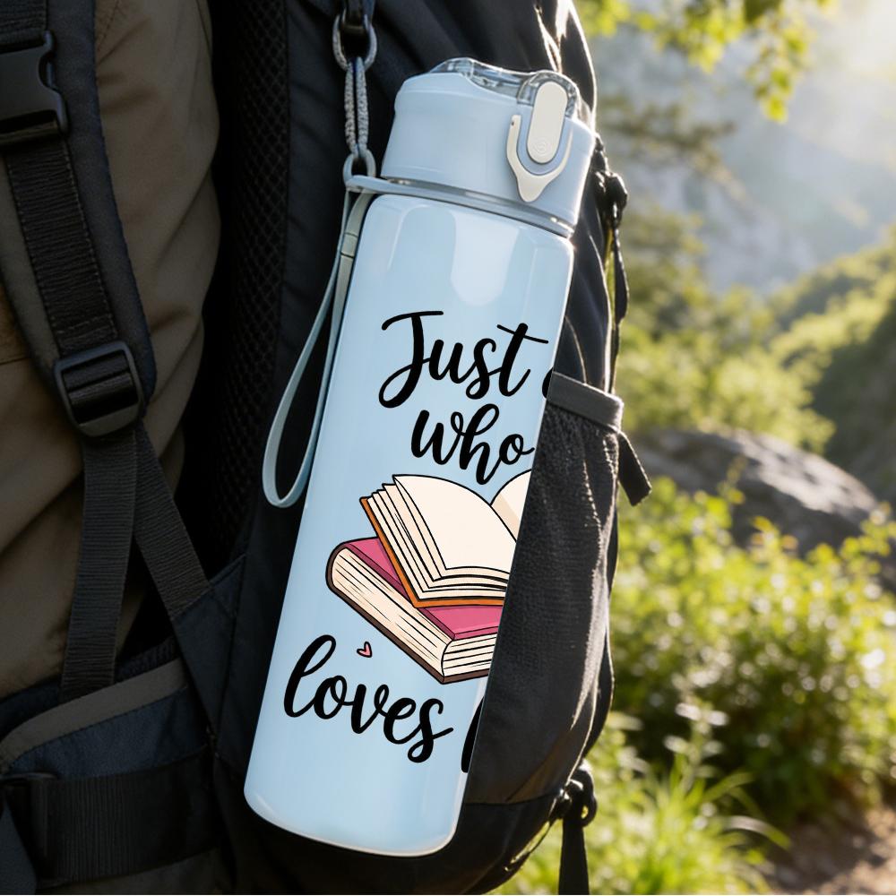 1PC Book Lover Girl Quote 750ml Color Plastic Sports Water Bottle Leakproof Flip Straw Lid Suitable for Sports Office Home Use