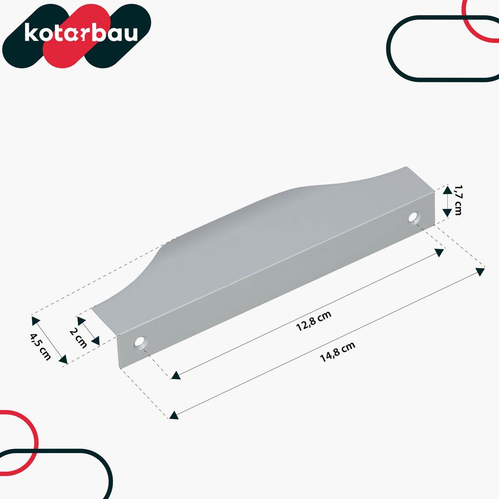KOTARBAU® Modern Aluminum Silver Edge Furniture Handle 128/148 MM Set of 10