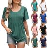 Women's Casual Solid Color Round Neck Stretch Loose Short Sleeve T-shirt Top