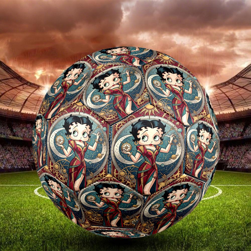 Betty Boop Print Size 5 Soccer Ball, Standard Match Football for Sports Game and Team Practice, Ideal Gift for Soccer Fans