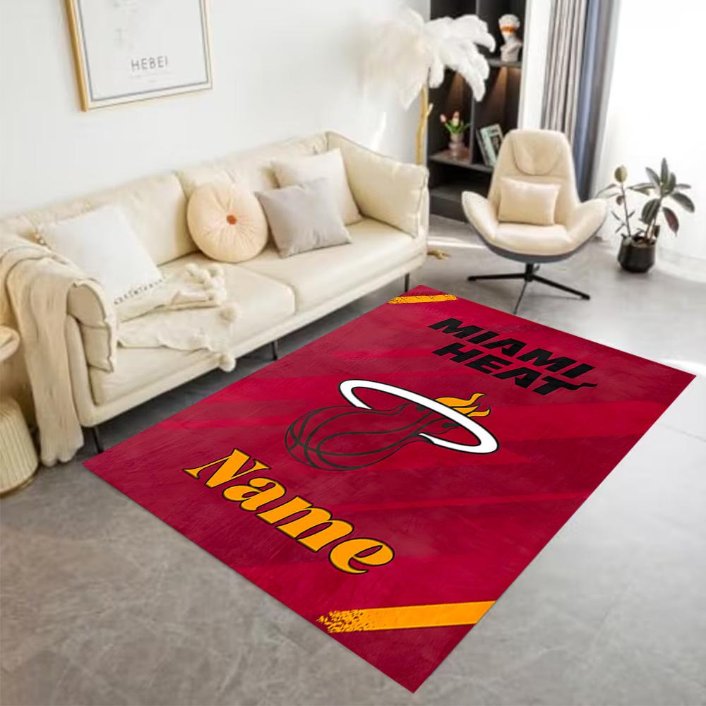 Miami Heat Poster Customized Name Floor Mat Perfect for Foyer Bedrooms Dormitory Hallway Antislip Carpet Anime Office Decor Perfect Gift for Women/Men