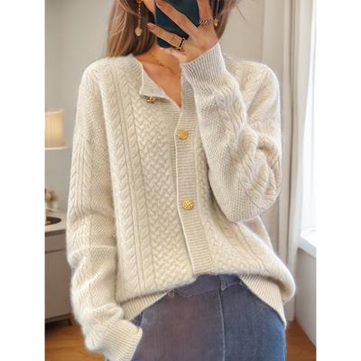 Tooxika осень и зима новый однотонный длинный рукав ретро скрученные пуговицы вязаный кардиган жаккард свитер куртка