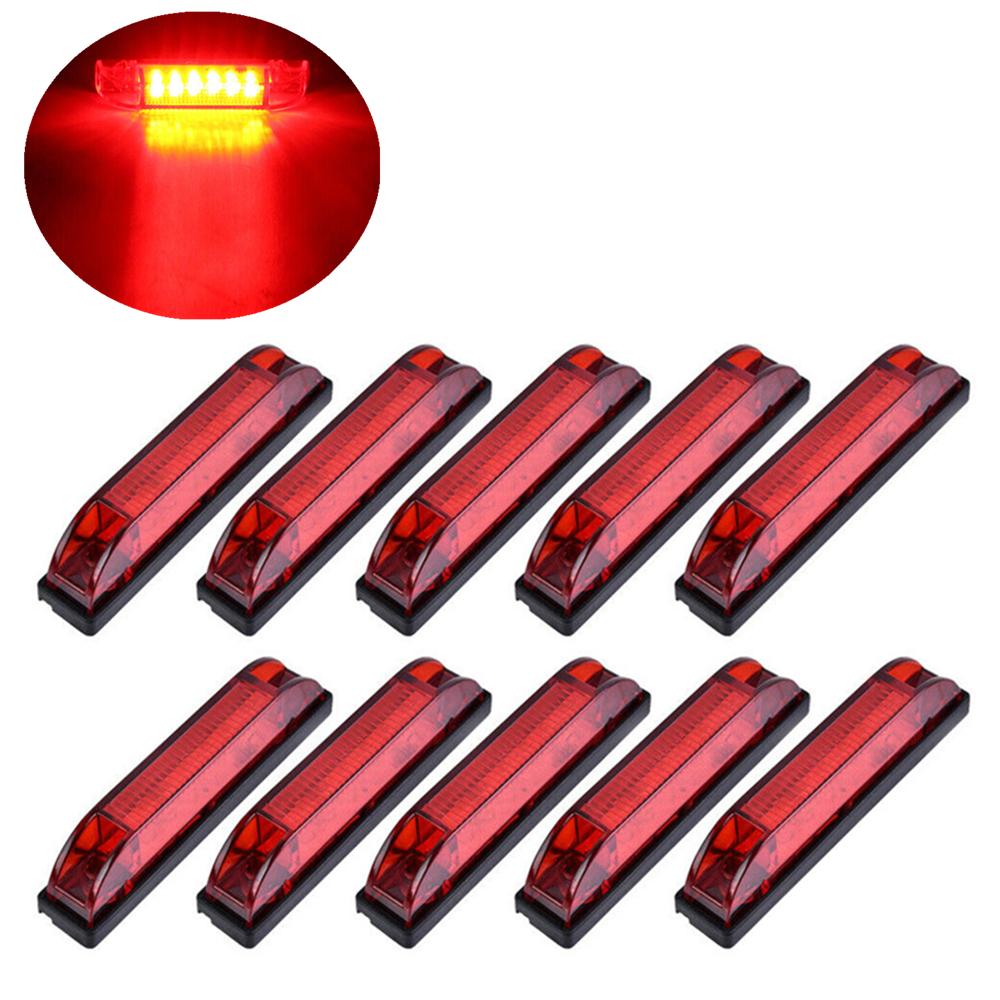 10PCS Amber/Red /White Side Marker Clearance Lights 6 LED for Truck Trailer Lamp 12V Truck Indicators Light Lorry Lighting