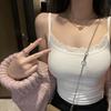 Сексуальный тонкий топ на бретелях, женский весенне-летний жилет на подтяжках, кружевная майка с тонким однотонным топом из ледяного шелка
