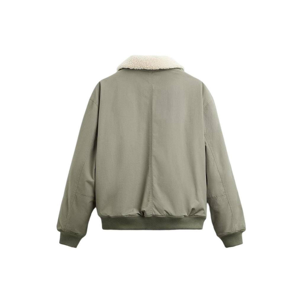 Zara Однотонная куртка с застежкой-молнией и длинным рукавом, мужские куртки светло-зеленого цвета 03046501-526