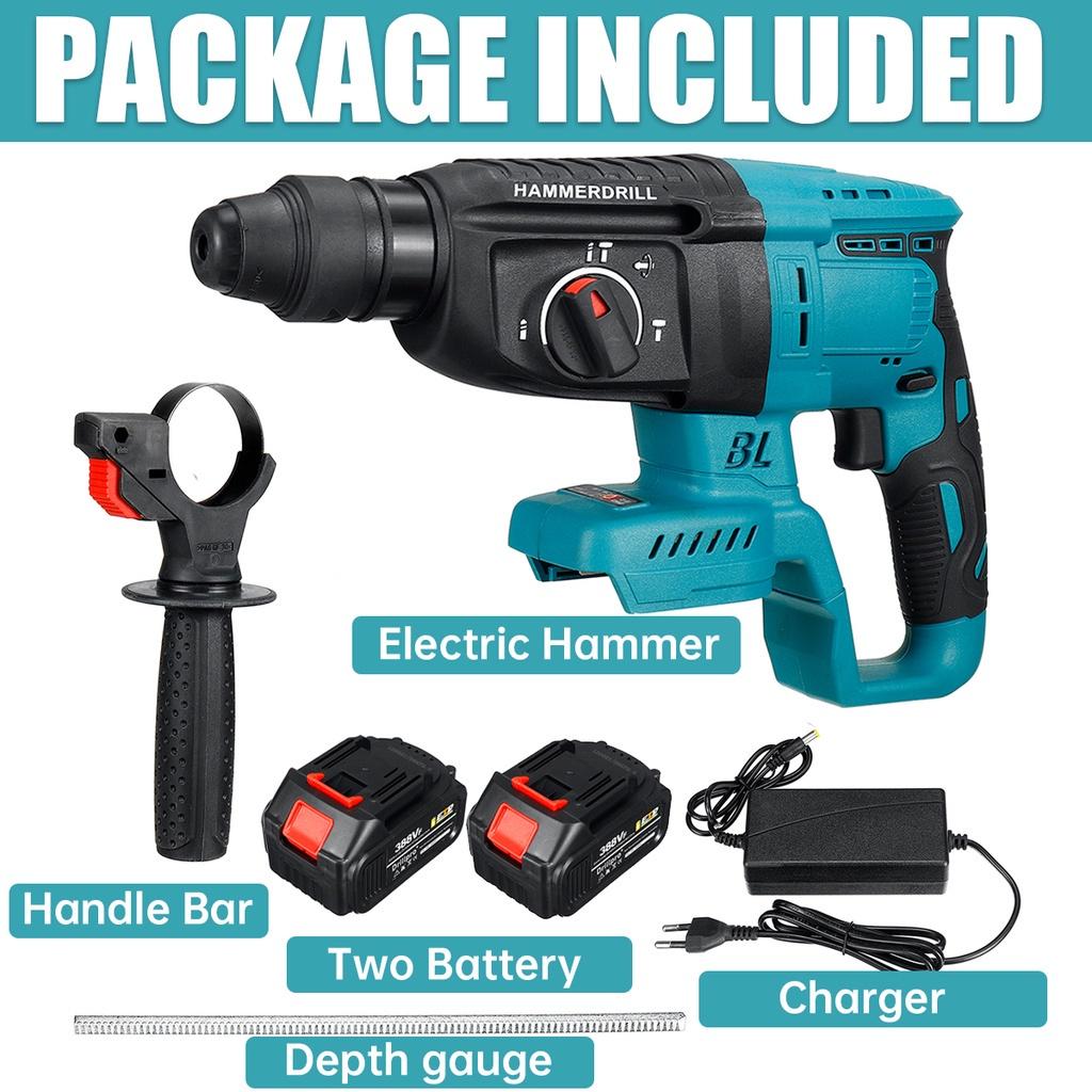 388VF Brushless Cordless Rotary Hammer Drill Multifunction Rechargeable Electric Hammer Impact Drill for Makita 18V Battery