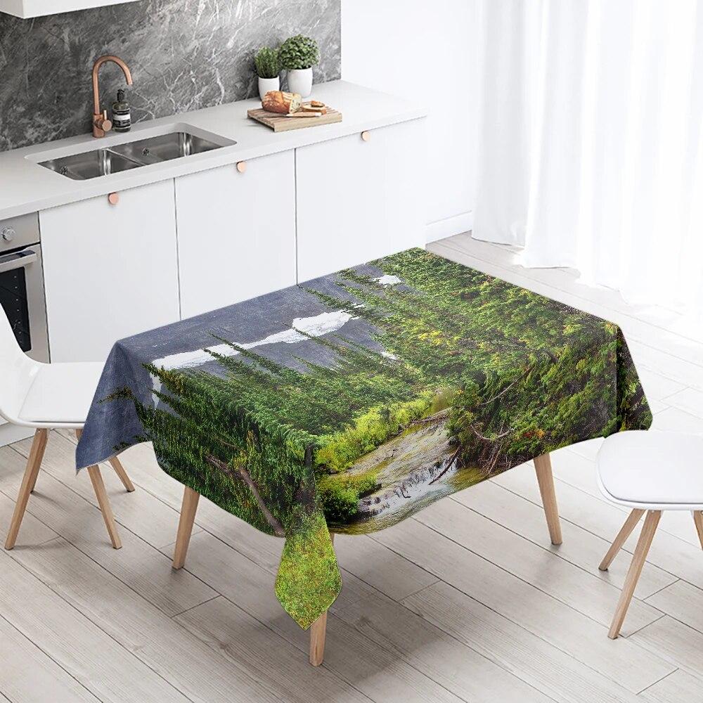Natural Landscape Tablecloth Camping  Antifouling Waterproof Rectangular  Dining Table Home Decoration