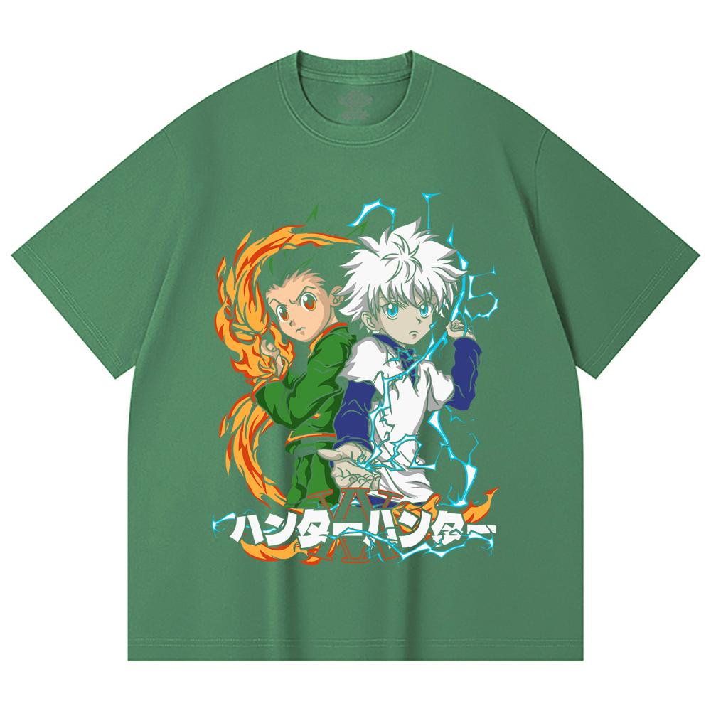 230 Gsm 100% Cotton HXH V7 Gon Killua Print Unisex Heavy Cotton T Shirt