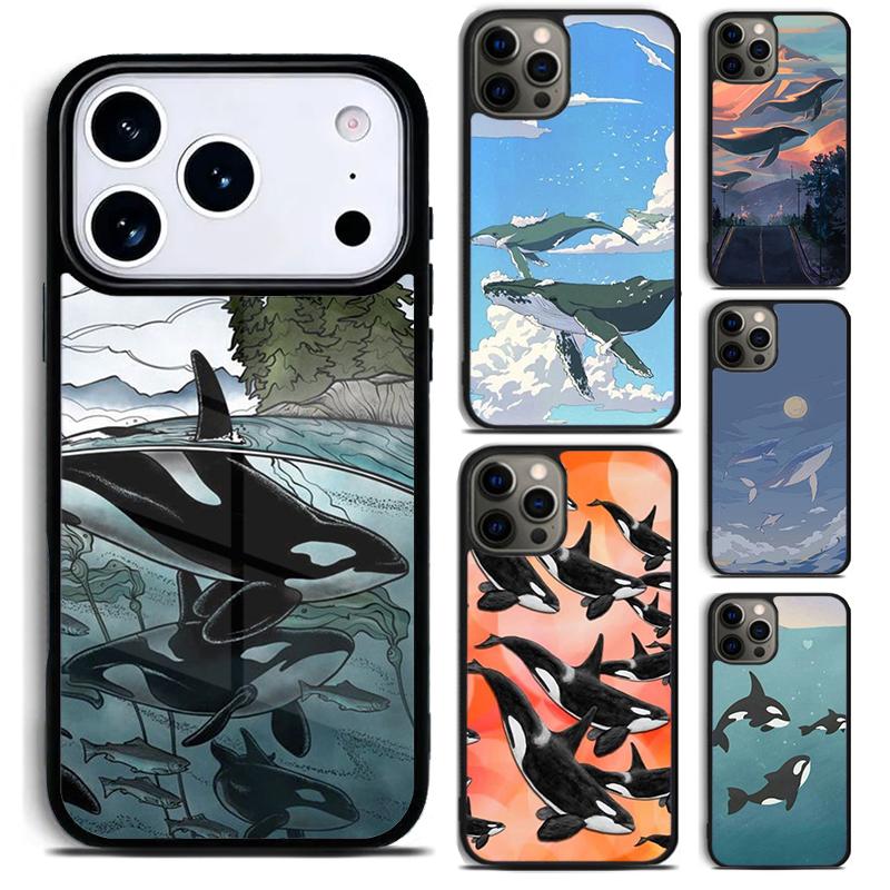 Чехол для телефона с изображением косаток для iPhone 17 16 15 Pro Max Air 14 13 12 11 Plus, противоударный чехол.