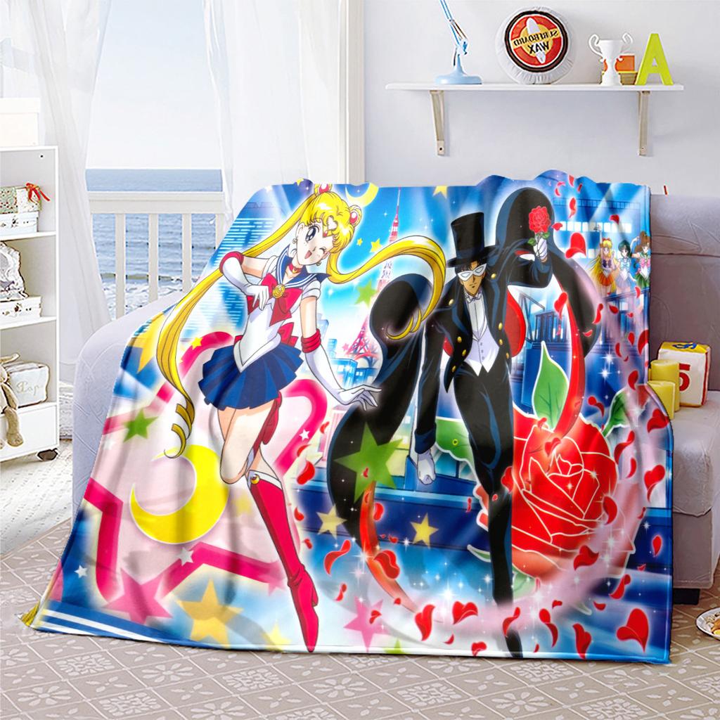 Japanese anime cute cartoon theme Sailor Moon Tsukino Usagi blanket suitable for home beds, sofa covers, office nap, outdoor warm blankets O3