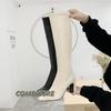 Классические женские новые заостренные носки на высоком каблуке длинные сапоги осень 2024 года женские сапоги до колена с боковой молнией из искусственной кожи женские сапоги