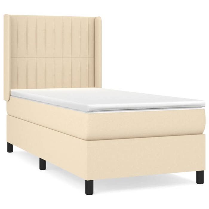 3131558 vidaXL Divan Bed and Mattress Cream 90x190 Cm Fabric