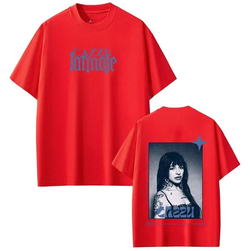 Unisex Women Fashion Tshirt Singer Cazzu Latinaje 2026 Tour Graphic Tee Summer Shortsleeved Loose Cotton Oversized Casual Tshirt