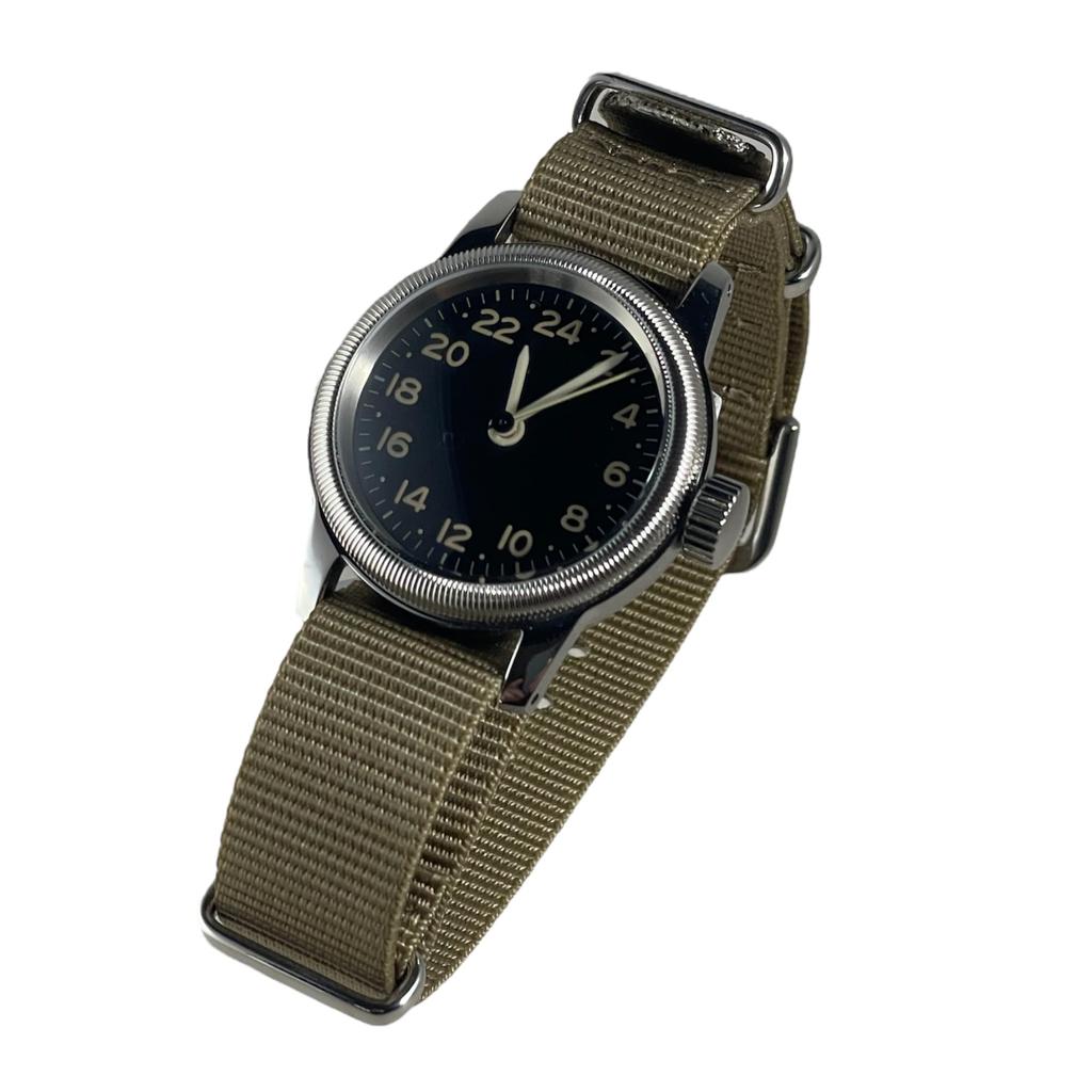 Military Watch TYPE 24H Black Dial Nylon Khaki Color NATO Strap [M.R.M.W.] Men's A-11 (desert Color)