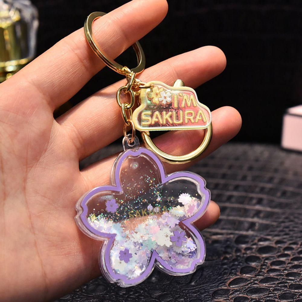 Брелок для ключей «Цветущая вишня» «Зыбучие пески в масле» Брелок для ключей «Сакура» «Жидкий плавающий брелок для ключей»