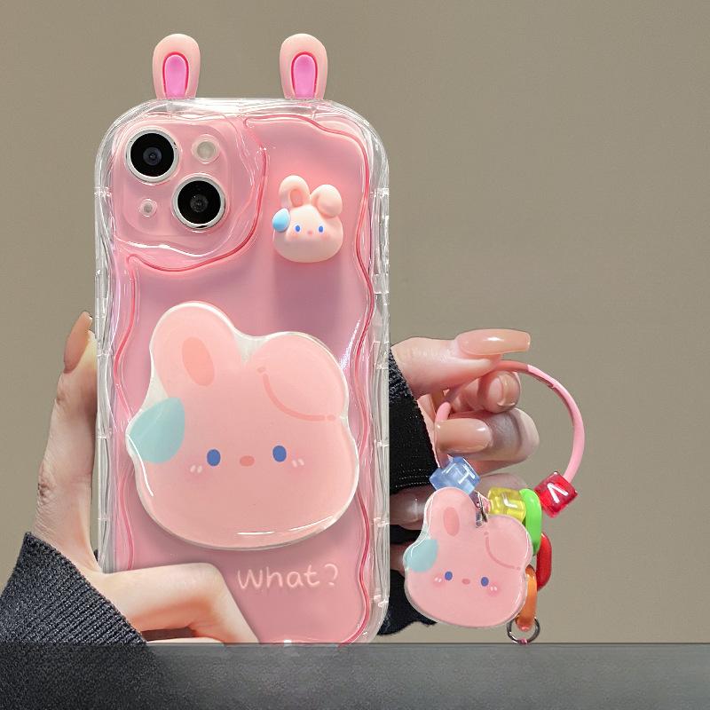 Applicable To Apple 14promax Mobile Phone Case IPhone 13 Silicone Anti-fall 15 Cute Three-dimensional Rabbit Doll Pendant