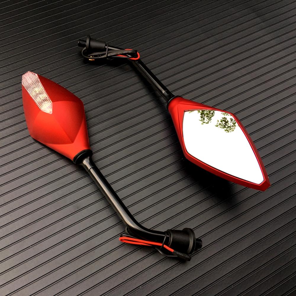 2Pcs/Pair Motorcycle LED Turn Signals Rearview Mirror Scooter E-Bike Rear View Mirrors Back Side Convex Mirror