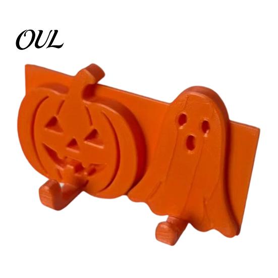 Wall Hook For Renters Pumpkin Ghost Key Hook, 3D Printed Halloween Decor, Face Self Adhesive Holder, No Drill Hanging Double Sticky