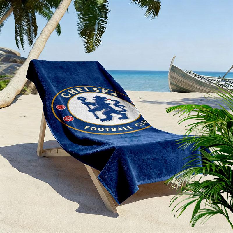 Chelsea F Print Beach Towel, Large Soft Quick Dry Towel for Beach Camping Swimming