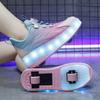 29-38 Detachable Wheel Boys/Girls Double Wheel Luminous Sneakers Can Be Charged Sneakers for Skating Kids Roller Skating Boots