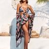 Women's Sexy One-piece Swimsuit Sunscreen Smock Print Swimwear Two-piece Set