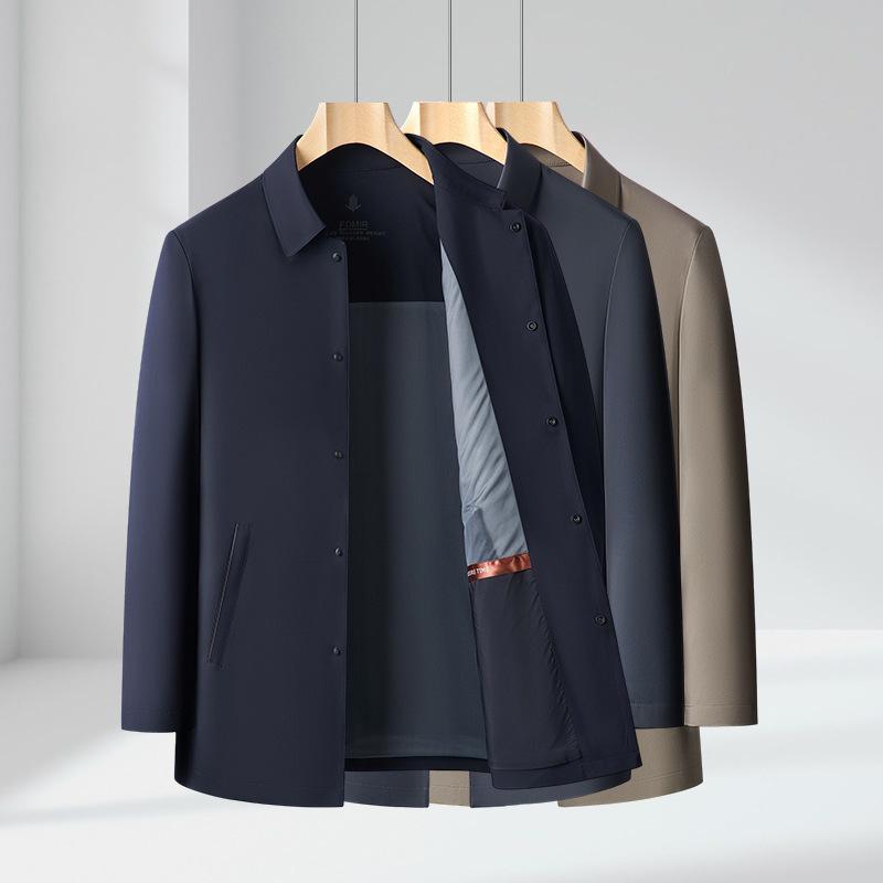 Jacket Men's Spring and Autumn Lapel High-end Coat Business Middle-aged and Elderly Men's Top