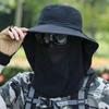 Big Wide Brim Visor Hat Men Women Sunshade Fishing Sun Cap with Sunscreen Face Mask for Outdoor Work Jungle Safari  Neck Protect