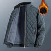 Зимняя мужская модная куртка с ромбовидным узором и флисовой подкладкой, повседневная верхняя одежда для мужчин, теплые пальто, одежда