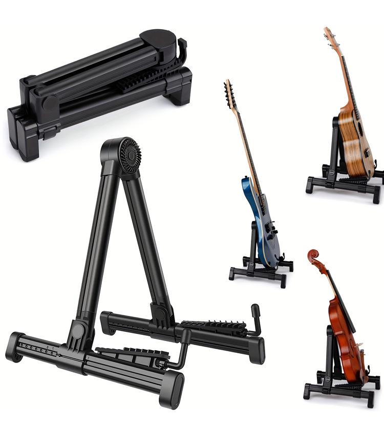 Vertical Folding Guitar and Violin Floor Stand for Electric, Acoustic, and Folk Guitars - Home Use