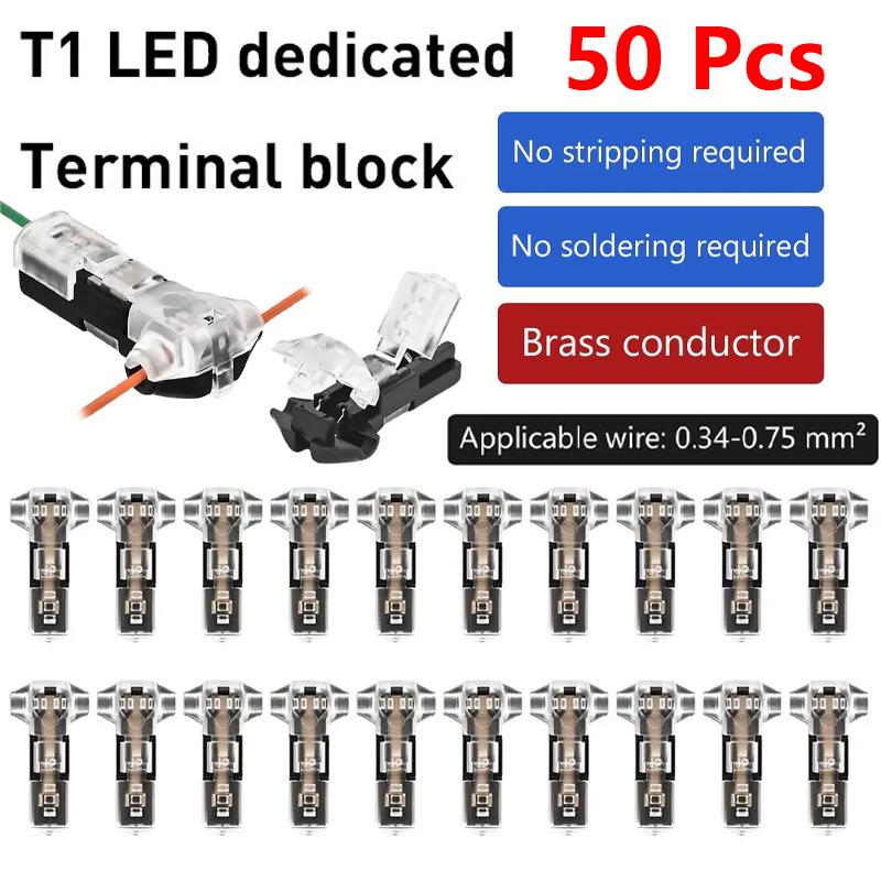10/100PCS Wire Cable Snap In T2 Connector No-solder No-peel Quick Terminal Connections Joiners Auto Plug Electrical Accessories