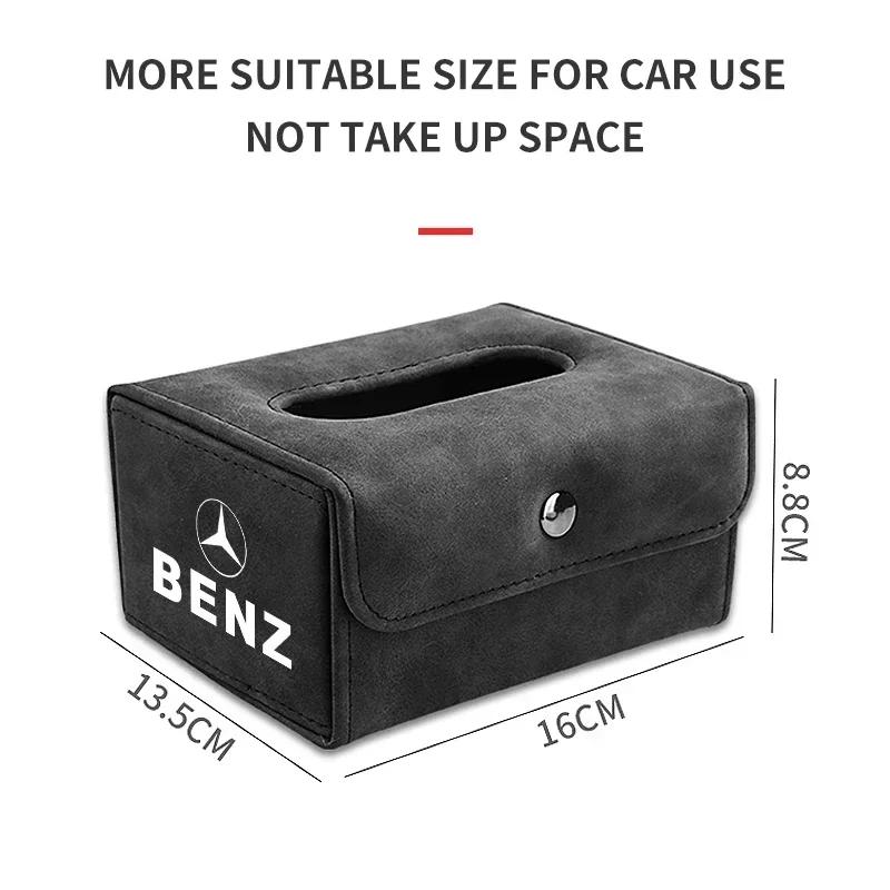 DPX1  Leather Car styling Tissue Box Auto Sun Visor Seat Back Hanging Tissue Box Holder For Mercedes Benz AMG GT4 W204 205 GLC GLE CLA